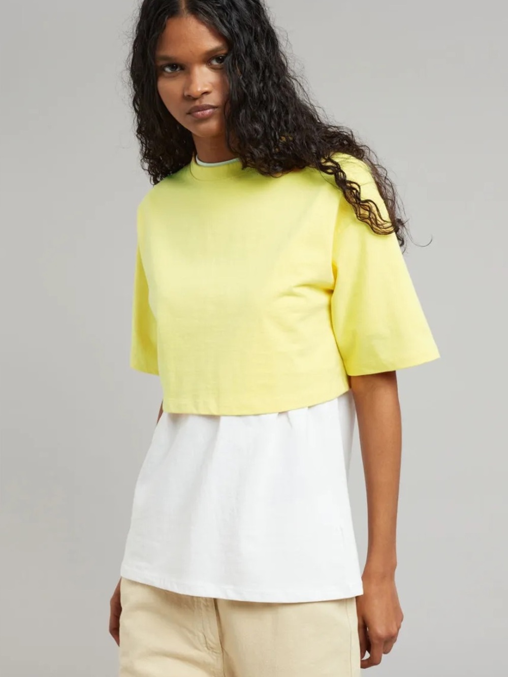 Yellow Cropped Boxy Tee - Women's Casual Top